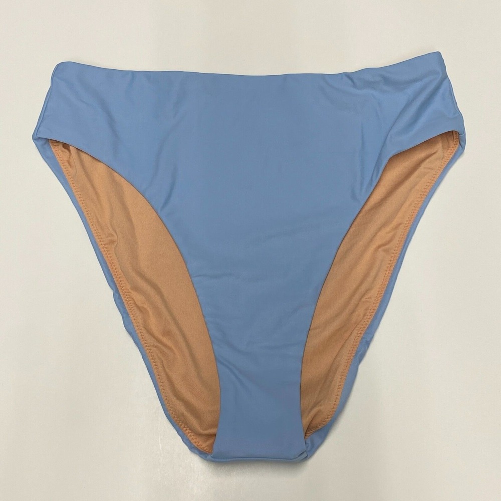 J Crew Swimsuit Womens M Blue High Rise bikini bottom Cheeky 80s Beach BF178‎
